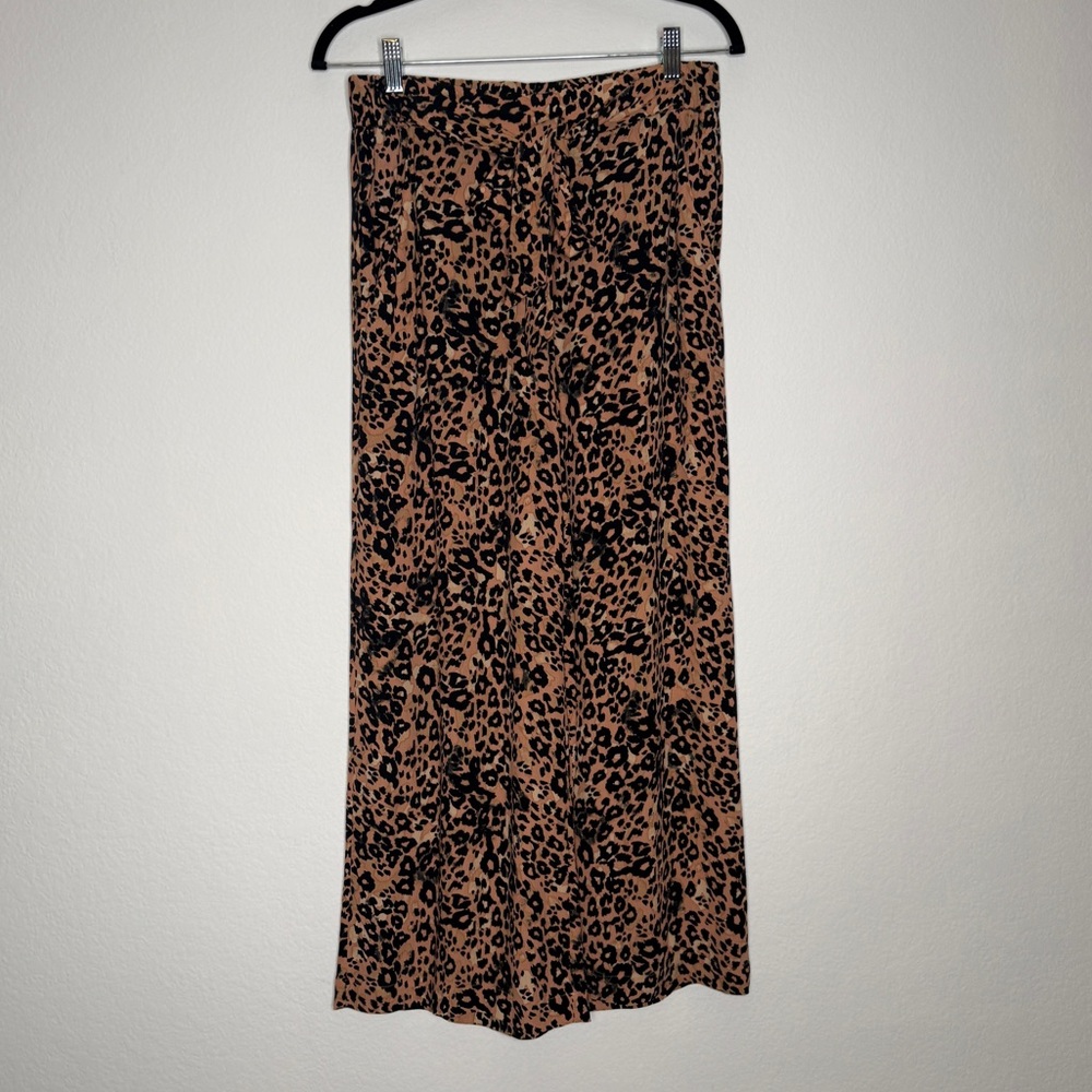 Wilfred Pants Faun Animal Print Wide Leg Cropped Length Size M
